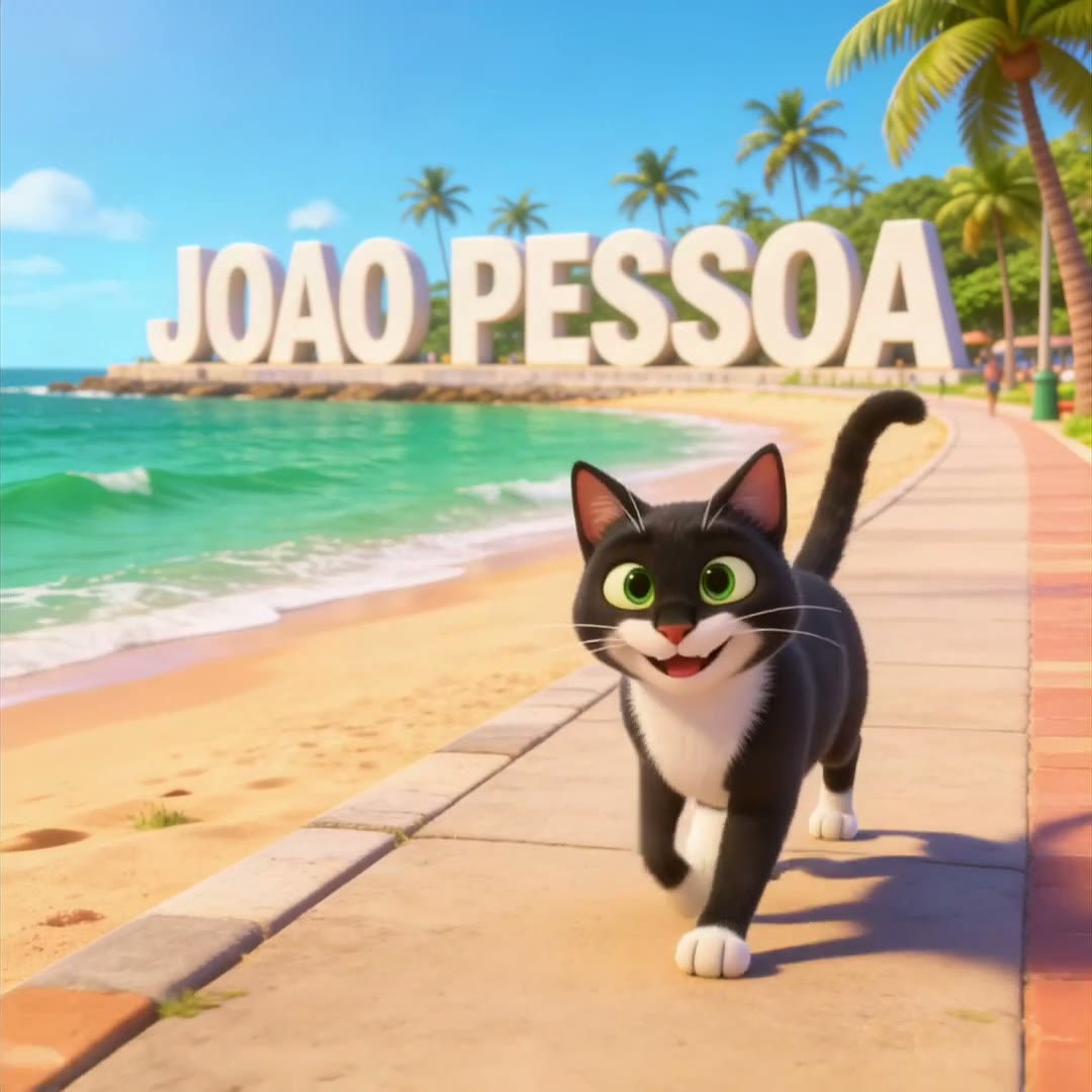 Gato preto na orla de João Pessoa — take principal