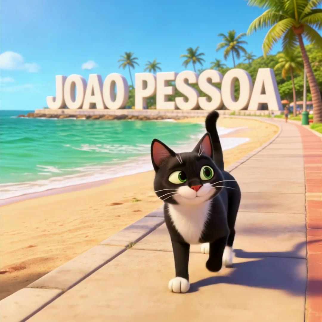Gato preto na orla de João Pessoa — take 01