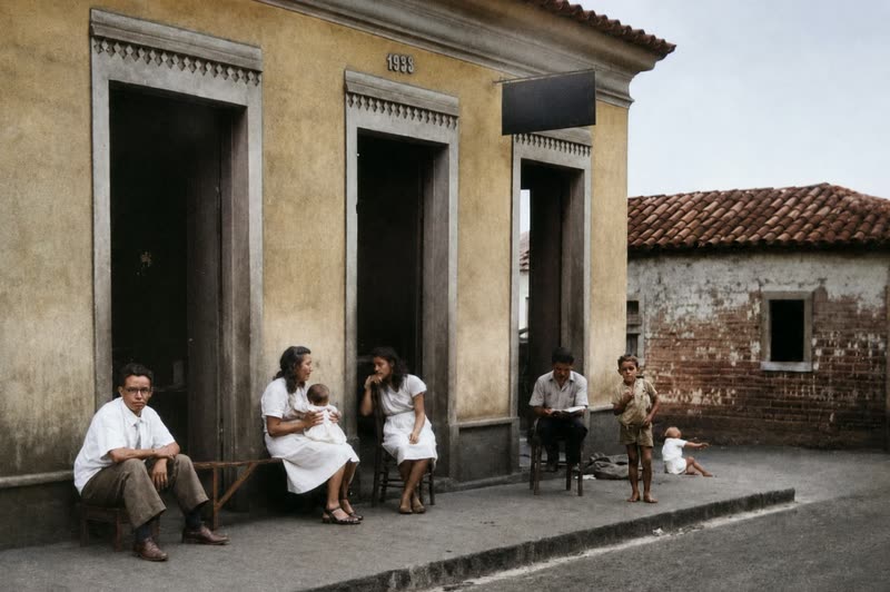 Casarão da família — registro da casa com marcas limpas e colorizado