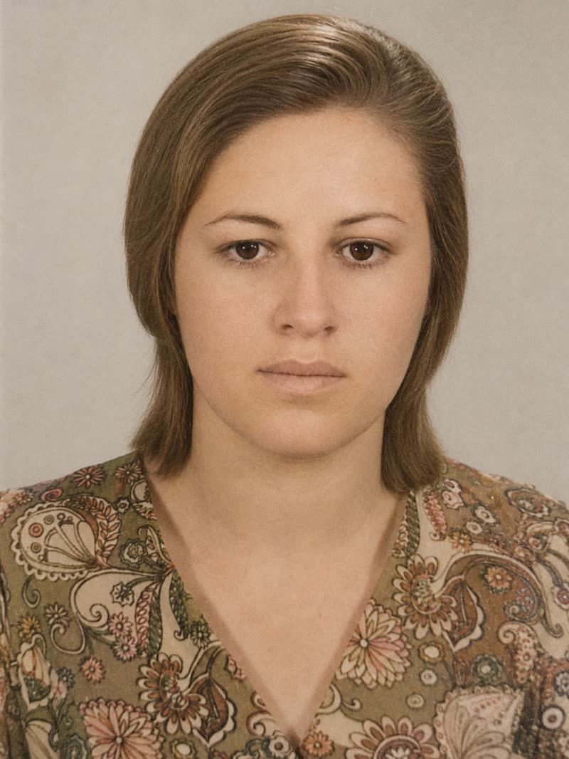 Retrato dela — fotografia restaurada e colorizada com tons de pele estudados